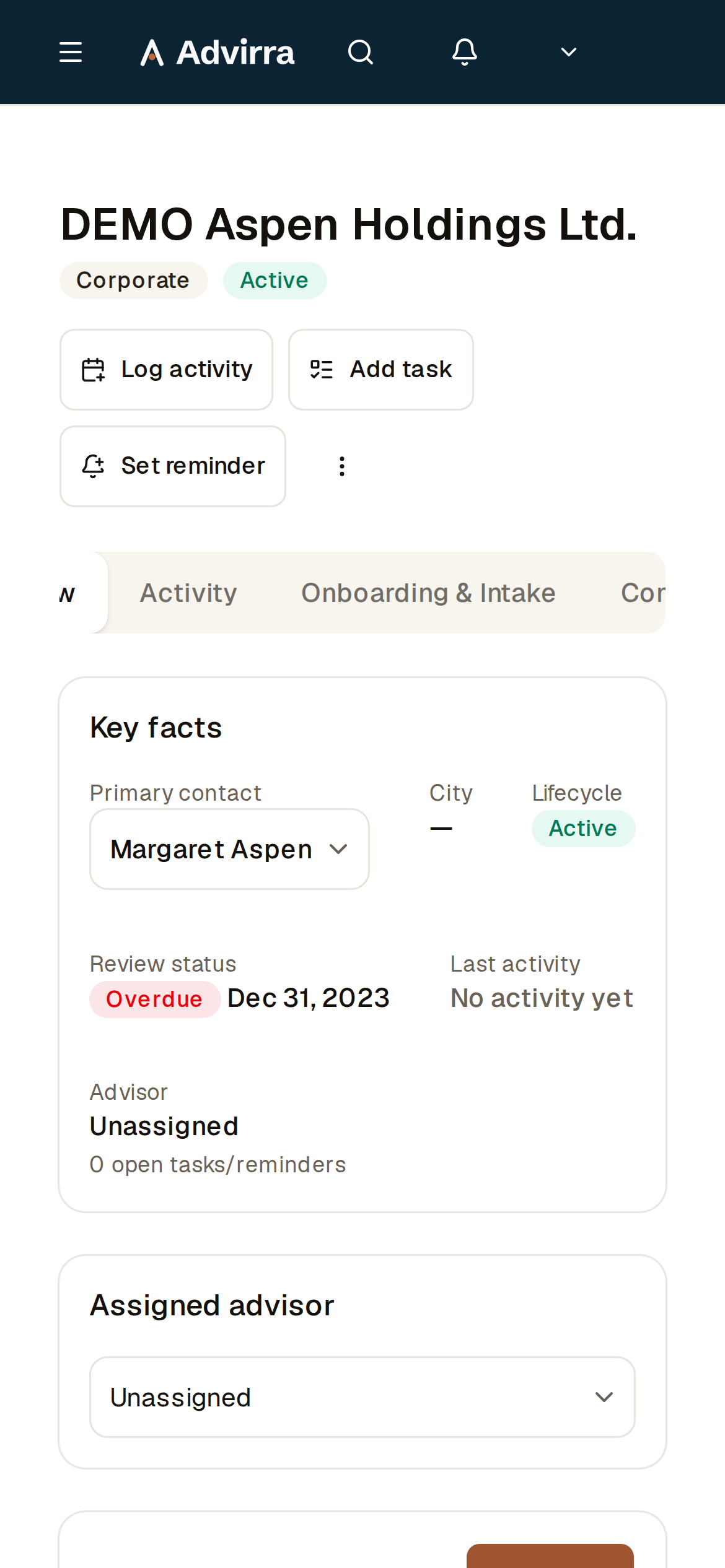 A single household: people, accounts, KYC, and review history in one place. (mobile)